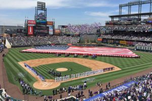 Sports Field with American Flag